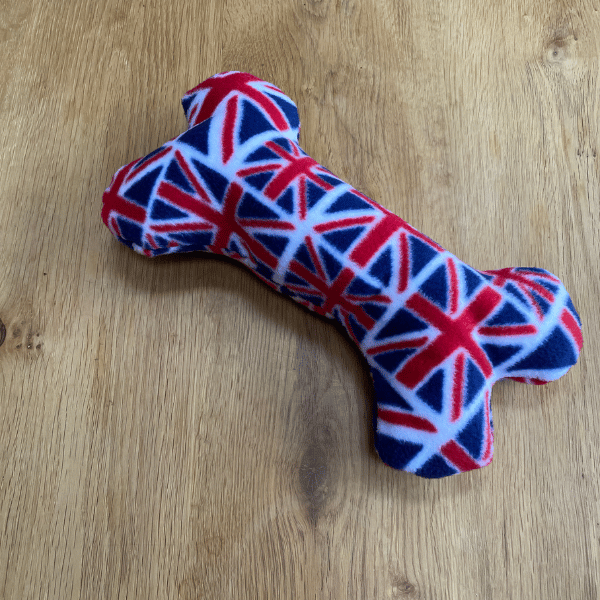 Union Jack Squeaky Dog Bone – Ruffle Snuffle